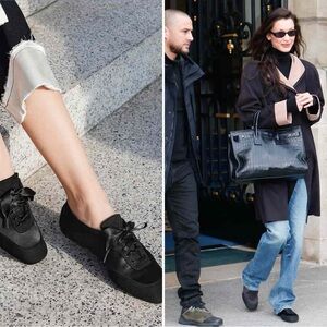 NWT Cristina Black Square-Toe Lace-Up Satin Sneakerina